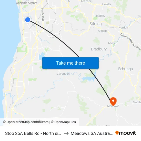 Stop 25A Bells Rd - North side to Meadows SA Australia map
