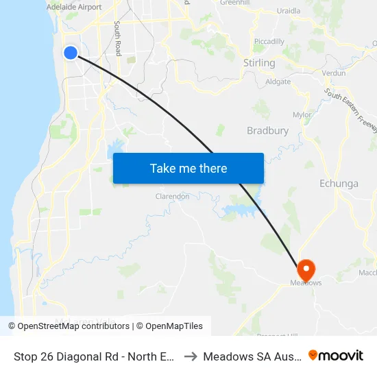 Stop 26 Diagonal Rd - North East side to Meadows SA Australia map