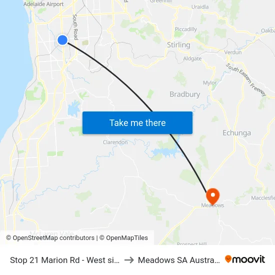 Stop 21 Marion Rd - West side to Meadows SA Australia map