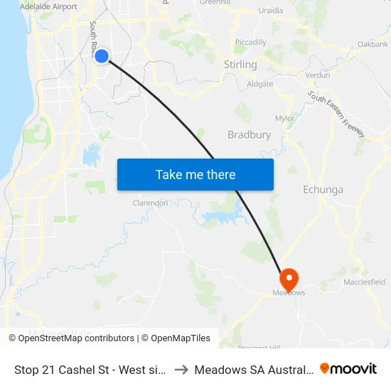 Stop 21 Cashel St - West side to Meadows SA Australia map
