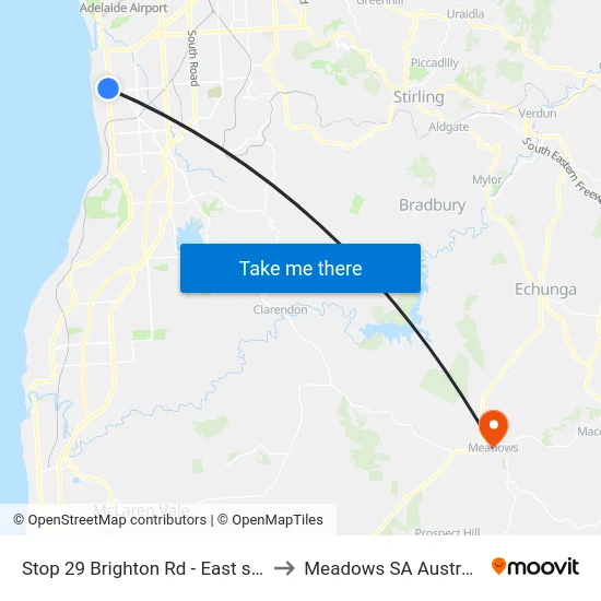 Stop 29 Brighton Rd - East side to Meadows SA Australia map