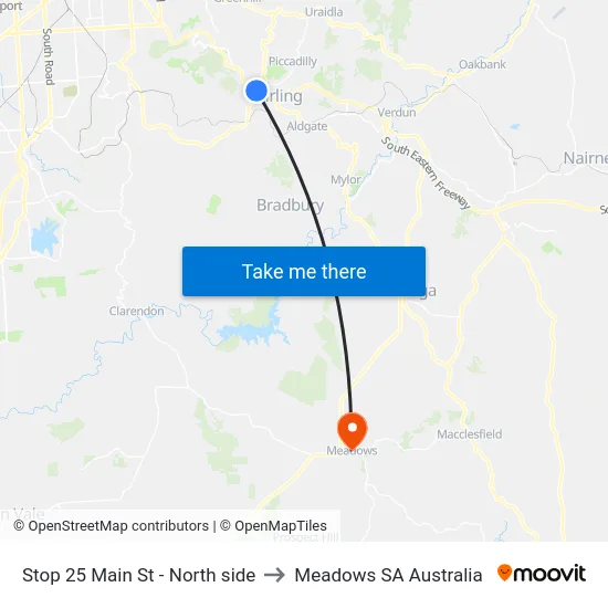 Stop 25 Main St - North side to Meadows SA Australia map