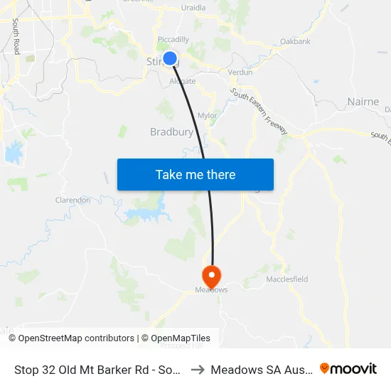 Stop 32 Old Mt Barker Rd - South side to Meadows SA Australia map