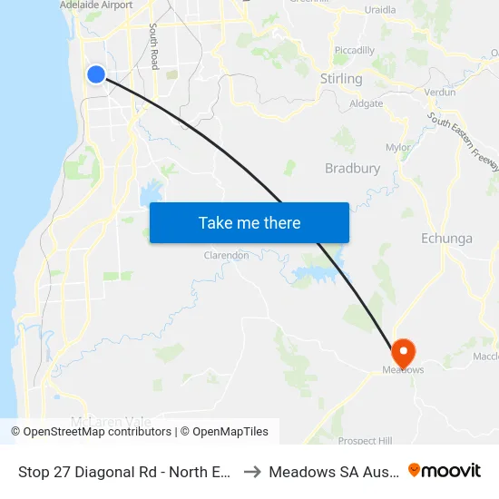 Stop 27 Diagonal Rd - North East side to Meadows SA Australia map
