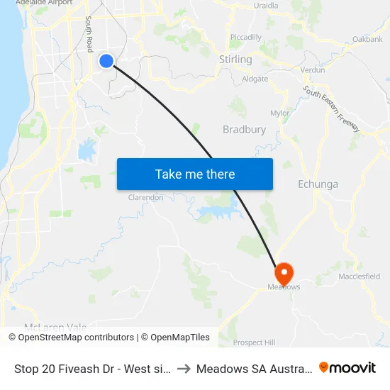 Stop 20 Fiveash Dr - West side to Meadows SA Australia map