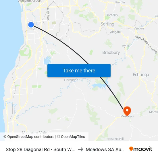 Stop 28 Diagonal Rd - South West side to Meadows SA Australia map