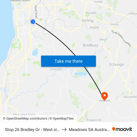 Stop 26 Bradley Gr - West side to Meadows SA Australia map