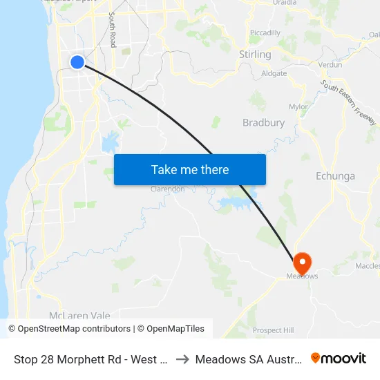 Stop 28 Morphett Rd - West side to Meadows SA Australia map