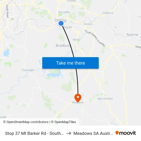 Stop 37 Mt Barker Rd - South side to Meadows SA Australia map