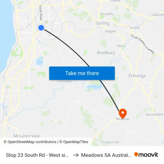 Stop 23 South Rd - West side to Meadows SA Australia map