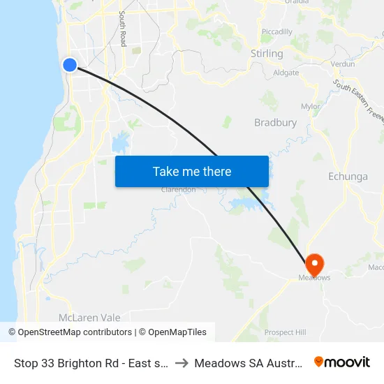 Stop 33 Brighton Rd - East side to Meadows SA Australia map