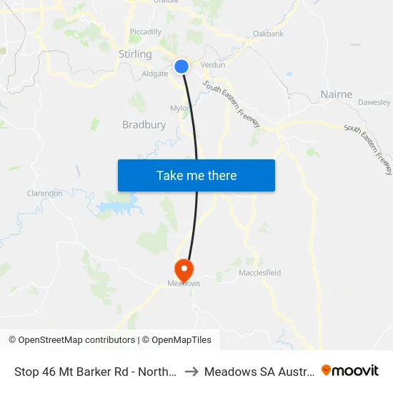 Stop 46 Mt Barker Rd - North side to Meadows SA Australia map