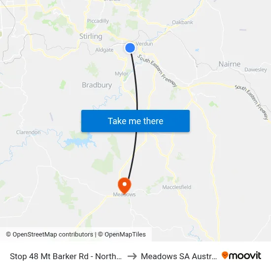 Stop 48 Mt Barker Rd - North side to Meadows SA Australia map