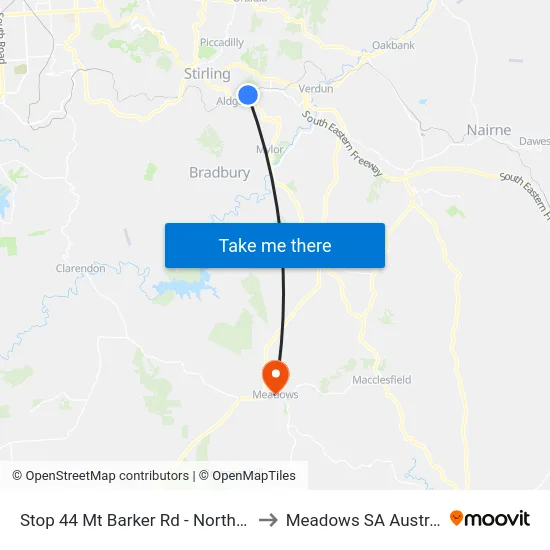 Stop 44 Mt Barker Rd - North side to Meadows SA Australia map