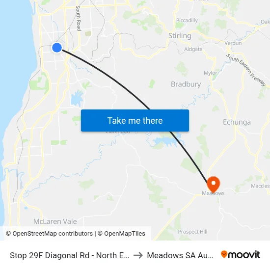 Stop 29F Diagonal Rd - North East side to Meadows SA Australia map