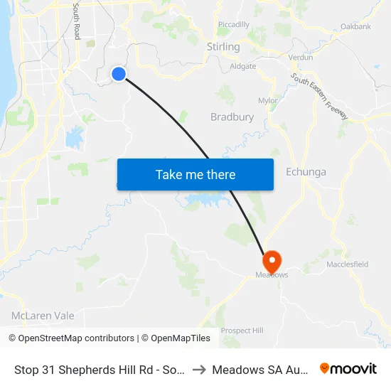 Stop 31 Shepherds Hill Rd - South side to Meadows SA Australia map