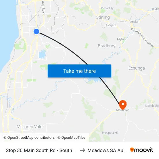 Stop 30 Main South Rd - South East side to Meadows SA Australia map