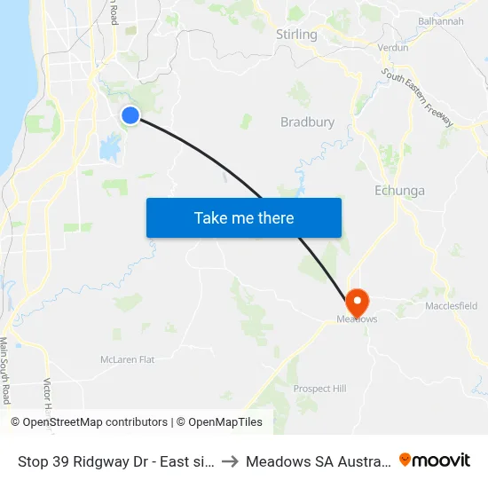 Stop 39 Ridgway Dr - East side to Meadows SA Australia map