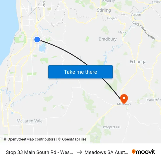 Stop 33 Main South Rd - West side to Meadows SA Australia map