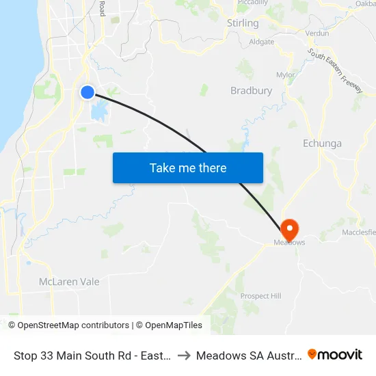 Stop 33 Main South Rd - East side to Meadows SA Australia map