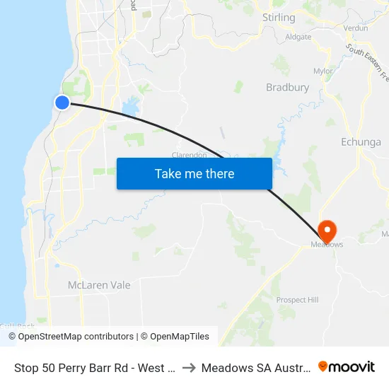 Stop 50 Perry Barr Rd - West side to Meadows SA Australia map