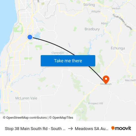 Stop 38 Main South Rd - South East side to Meadows SA Australia map