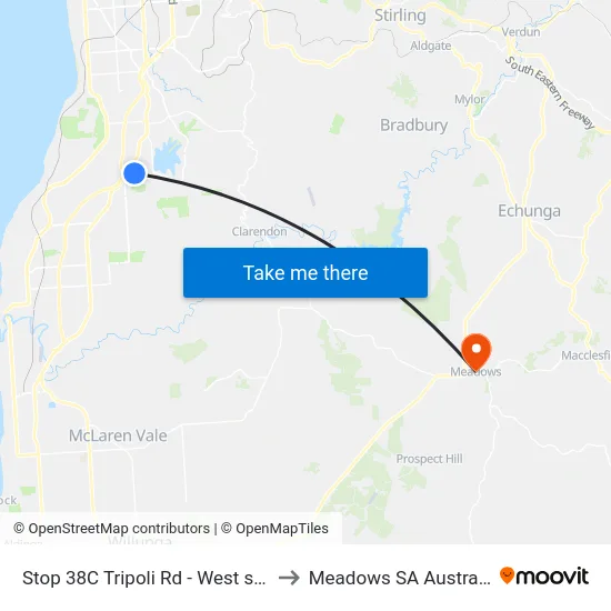 Stop 38C Tripoli Rd - West side to Meadows SA Australia map