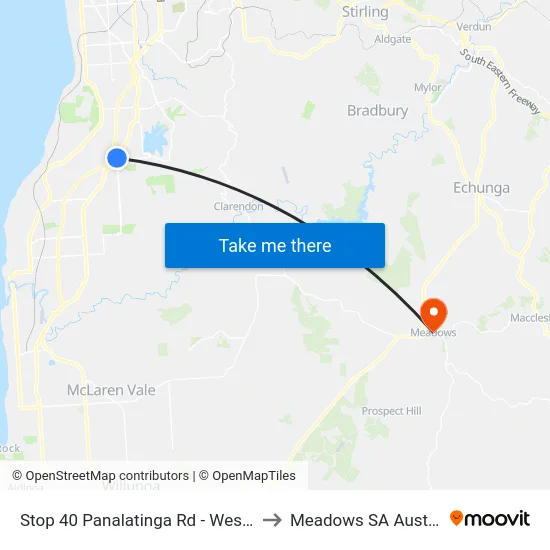 Stop 40 Panalatinga Rd - West side to Meadows SA Australia map