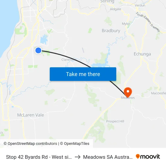 Stop 42 Byards Rd - West side to Meadows SA Australia map
