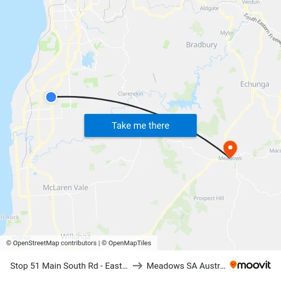 Stop 51 Main South Rd - East side to Meadows SA Australia map