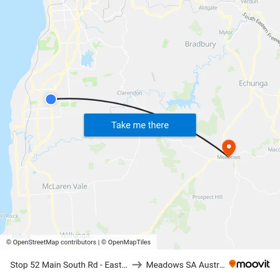 Stop 52 Main South Rd - East side to Meadows SA Australia map