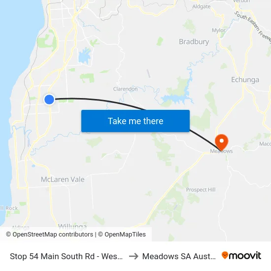 Stop 54 Main South Rd - West side to Meadows SA Australia map