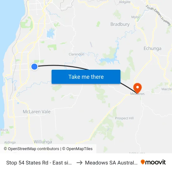 Stop 54 States Rd - East side to Meadows SA Australia map