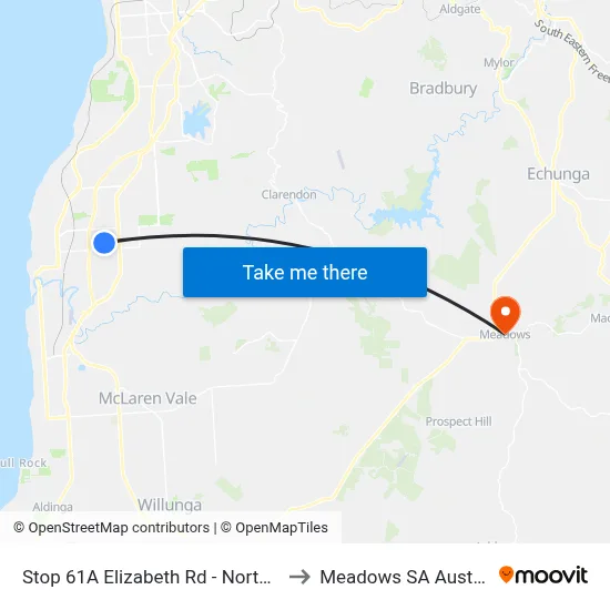 Stop 61A Elizabeth Rd - North side to Meadows SA Australia map