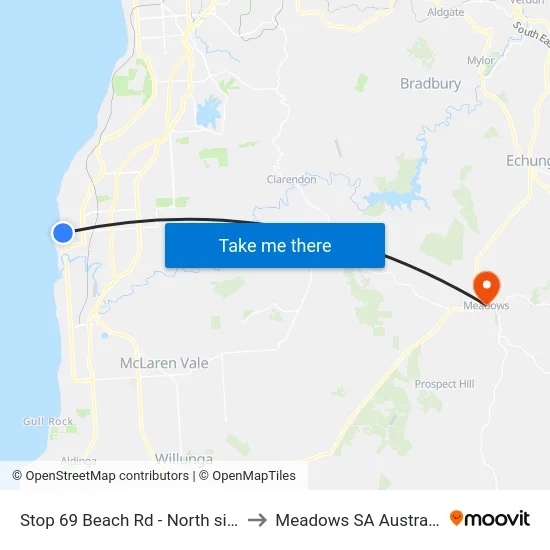 Stop 69 Beach Rd - North side to Meadows SA Australia map