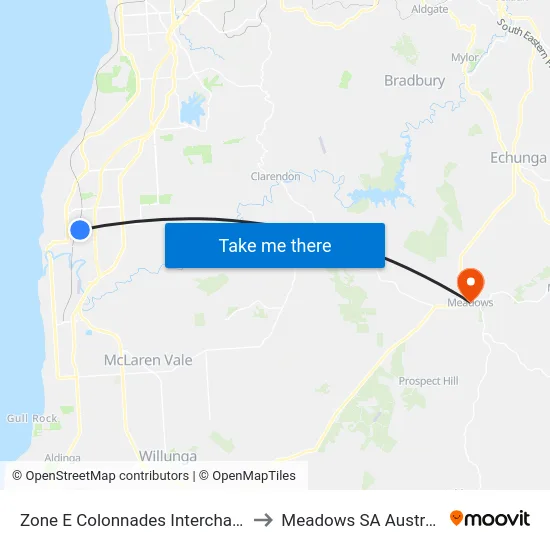 Zone E Colonnades Interchange to Meadows SA Australia map