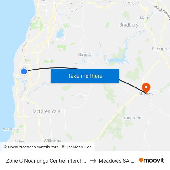Zone G Noarlunga Centre Interchange - East side to Meadows SA Australia map