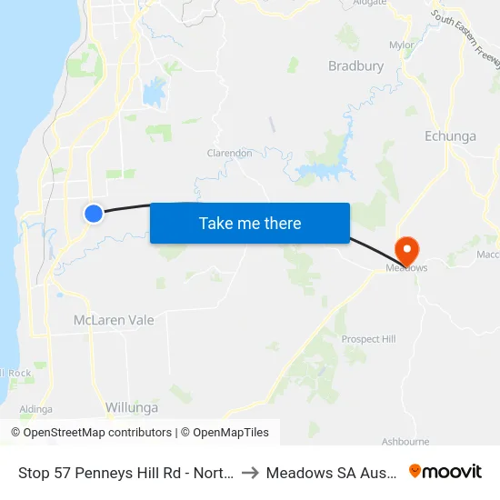 Stop 57 Penneys Hill Rd - North side to Meadows SA Australia map