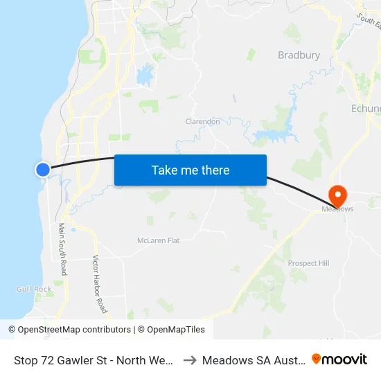 Stop 72 Gawler St - North West side to Meadows SA Australia map