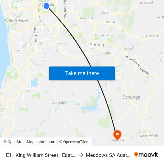 E1 - King William Street - East side to Meadows SA Australia map