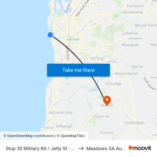 Stop 30 Military Rd / Jetty St - West side to Meadows SA Australia map