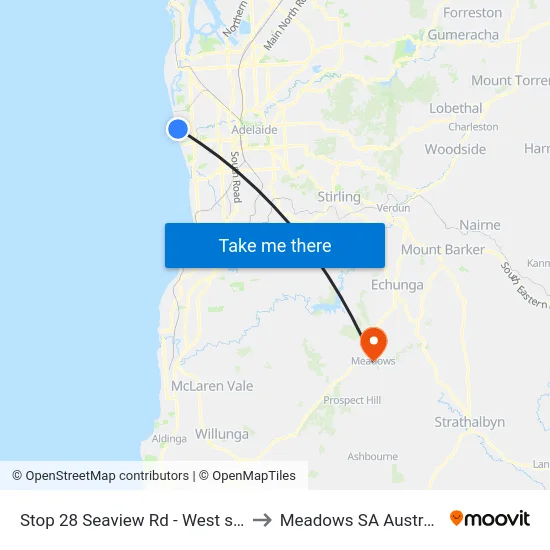 Stop 28 Seaview Rd - West side to Meadows SA Australia map