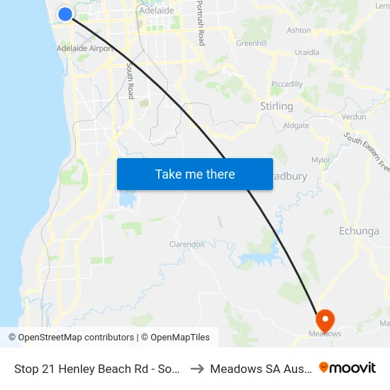 Stop 21 Henley Beach Rd - South side to Meadows SA Australia map