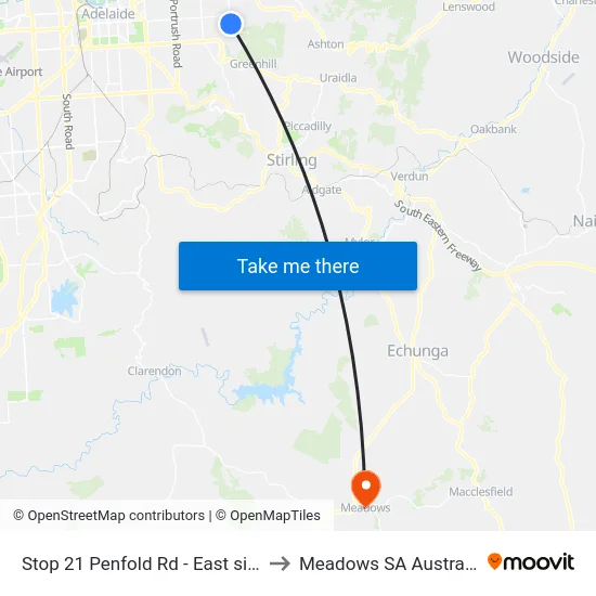 Stop 21 Penfold Rd - East side to Meadows SA Australia map