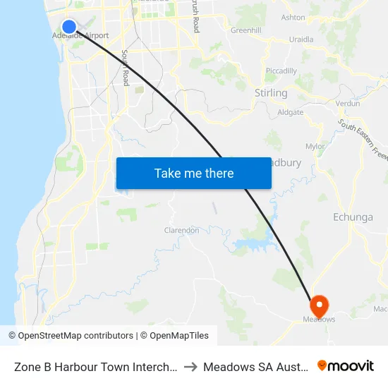 Zone B Harbour Town Interchange to Meadows SA Australia map