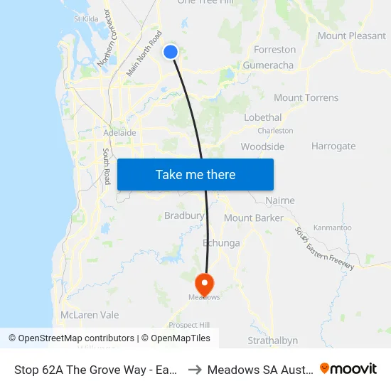 Stop 62A The Grove Way - East side to Meadows SA Australia map