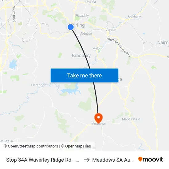 Stop 34A Waverley Ridge Rd - East side to Meadows SA Australia map