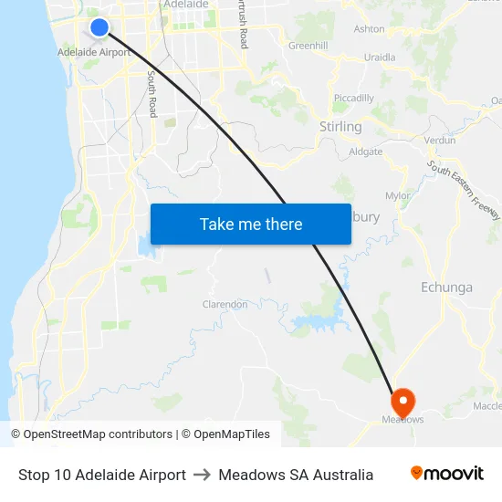 Stop 10 Adelaide Airport to Meadows SA Australia map
