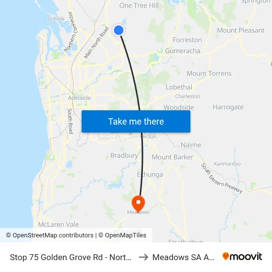 Stop 75 Golden Grove Rd - North West side to Meadows SA Australia map