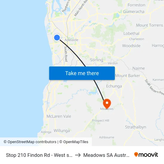 Stop 210 Findon Rd - West side to Meadows SA Australia map